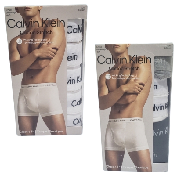 Calvin Klein Cotton Stretch Trunks Classic 10 Pairs Large White/Black/Grey - Picture 1 of 3